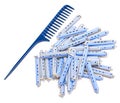 Handle rake and hair rollers Royalty Free Stock Photo