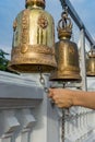 Handle ringing a bell in a Buddhist temple Royalty Free Stock Photo