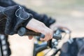 Handlebar with child hands Royalty Free Stock Photo