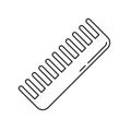 Handleless hair comb icon. Linear barbershop logo. Black illustration. Contour isolated vector image on white background.