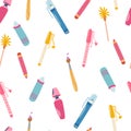 Handles and pencils seamless pattern. Back to school background. Stationery for writing, study and work. Perfect for textile,