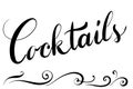 Handlettered text cocktails for menu card in restaurants