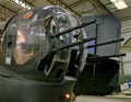 Yorkshire Air Museum. York, UK 0Rear fur gun turret. halifax bomber.