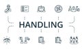 Handling icon set. Collection of simple elements such as the interaction, team characteristics, project status