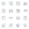 Handling line icons collection. Grip, Control, Maneuver, Lift, Carry, Hold, Traction vector and linear illustration
