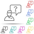 handling a question multi color style icon. Simple thin line, outline vector of interview icons for ui and ux, website or mobile Royalty Free Stock Photo