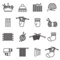 Knitting, crochet, hand made icons set. Thin line style stock vector. Royalty Free Stock Photo