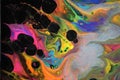 Abstract acrylic pour painting that resembles vibrant neon flames. Royalty Free Stock Photo