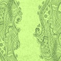 Handmade Abstract pattern background in Zen-doodle style on grunge green Royalty Free Stock Photo