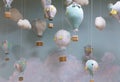 handmade air baloons and clouds decoration Royalty Free Stock Photo