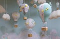 handmade air baloons and clouds decoration Royalty Free Stock Photo