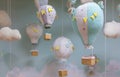 handmade air baloons and clouds decoration Royalty Free Stock Photo