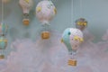 handmade air baloons and clouds decoration Royalty Free Stock Photo