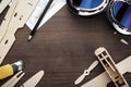 Handmade airplane on brown wooden table