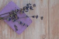Handmade aromatic spa lavender soap. Natural additives and extracts. Bar of lavender soap with dried flowers. Beauty Royalty Free Stock Photo