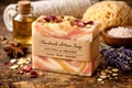 Handmade Artisan Natural Soap Bar With Botanical Ingredients And Rustic Styling Royalty Free Stock Photo