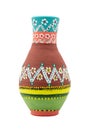 Handmade artistic pained colorful pottery vase isolated on white including clipping path Royalty Free Stock Photo