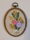 Handmade artwork using colored cotton embroidery threads. Royalty Free Stock Photo