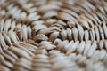 Handmade authentic straw round basket macro closeup geometric texture Royalty Free Stock Photo