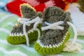 Knitted baby booties Royalty Free Stock Photo