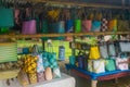 Handmade bags for sale at handicraft shop at Penan Resettlement Area. Sarawak.Gunung Mulu national Park