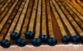 Handmade bamboo shrill pipes in display