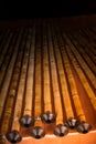 Handmade bamboo shrill pipes in display Royalty Free Stock Photo