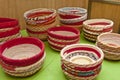 Handmade baskets made of colored cloth