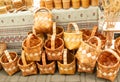 Handmade baskets made of wood Royalty Free Stock Photo