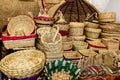 Handmade baskets from plants fiber at craft market in Otavalo, Ecuador