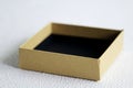 A handmade beige pasteboard box on a white background. Top view Royalty Free Stock Photo