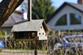 Handmade bird feeder hanging on a tree in the yard - image Royalty Free Stock Photo