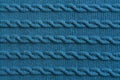 Handmade blue knitting wool fabric texture Royalty Free Stock Photo