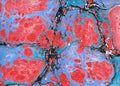 Handmade blue,red heaps marble background, design