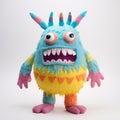 Colorful Knit Toy Monster With Wide Open Eyes