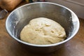 Handmade bread dough rising in a bowl Royalty Free Stock Photo