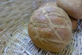 Handmade breads in the basket Royalty Free Stock Photo