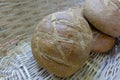 Handmade breads in the basket Royalty Free Stock Photo