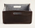 Handmade brown leather box-organizer with felt inside and handles Royalty Free Stock Photo