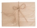 Handmade brown paper gift box on isolated Royalty Free Stock Photo