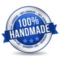 100% Handmade Button - Online Badge Marketing Banner with Ribbon Royalty Free Stock Photo