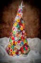 Handmade Button and Pin Christmas Tree Royalty Free Stock Photo