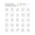 Handmade candles label linear manual label icons set