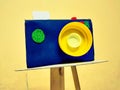 Handmade cardboard camera use cloure pepper bottle caps and cardboard Royalty Free Stock Photo