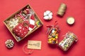 Handmade care package, seasonal gift box with candies, gingerbread, xmas decor Personalized eco friendly basket for family,