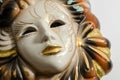 Handmade carnival venetian mask made of porcelain ceramic isolated over white background Royalty Free Stock Photo