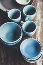 Handmade ceramic dishes Royalty Free Stock Photo