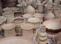 Handmade Ceramic Pottery in a Roadside Market with Ceramic Pots and Clay Plates Royalty Free Stock Photo