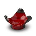 Handmade ceramic red triangular vase isolated on white background Royalty Free Stock Photo