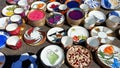 Handmade ceramics folk crafts city market place street bazaar outdoor glass cup plate colorful